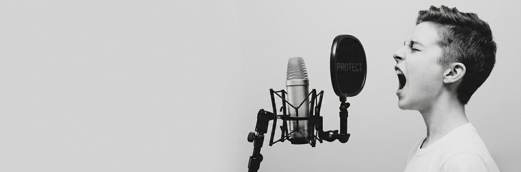 Singer in recording studio